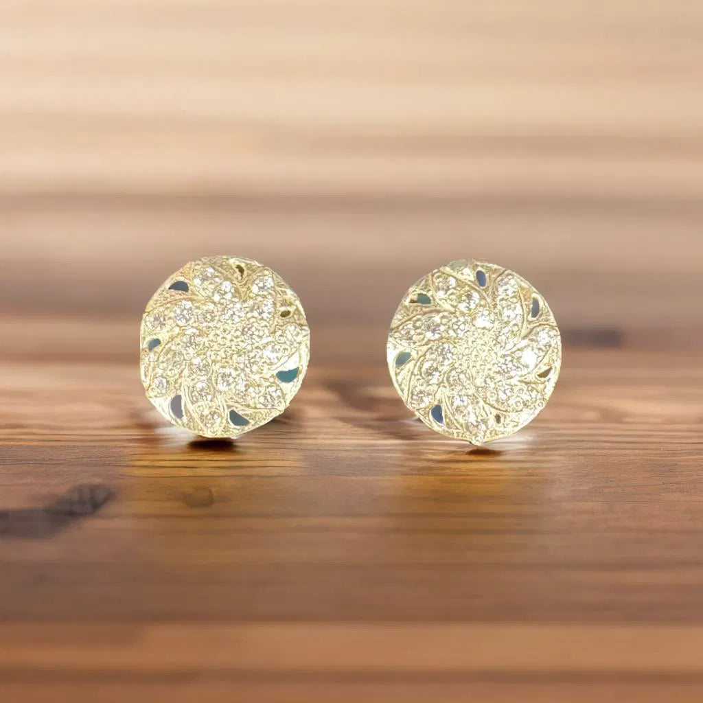 Elegant Pure Silver Stud Earrings – Handcrafted Floral Sparkle Design
