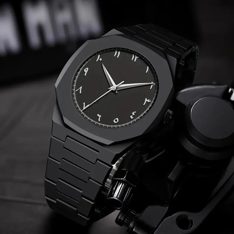 Arabic Dial Matt Black Aura, Men's Watch