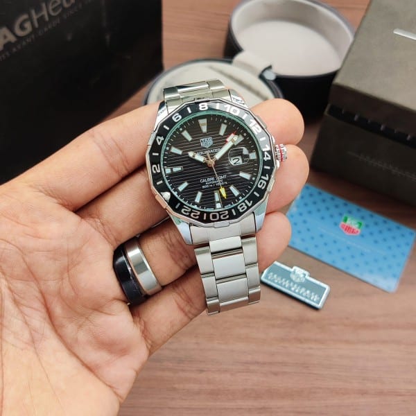 Rick GMT Quartz Watch – Stainless Steel Waterproof Timepiece with Date & Brazal Chain